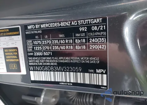 2021 Mercedes-Benz Glc 300 Suv z USA, uszkodzony, nr VIN W1N0G8DB3MV323059